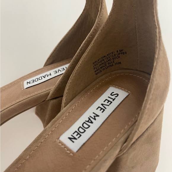 Steve Madden Tan Suede Malay Embellished Ankle Strap Block Heel Sandal New N Box - Picture 15 of 17